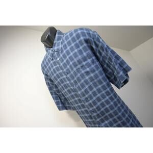 VTG Tommy Bahama Indigo Palms Hawaiian Shirt 100% Irish Linen Plaid Mens Size XL